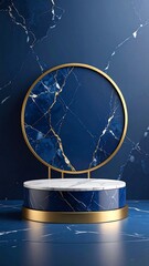 Elegant dark blue marble podium