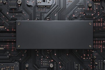 Fototapeta premium Dark circuit board with a blank plate