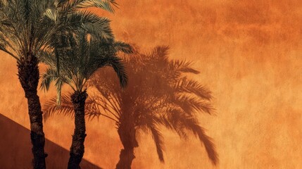 Palm Tree Shadows on Sunlit Wall