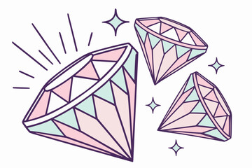 Three shiny diamonds drawing