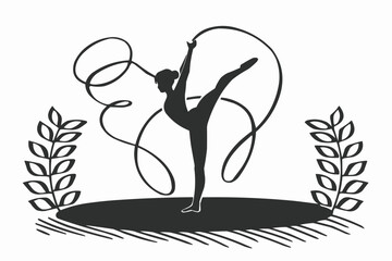 Gymnast with ribbon silhouette