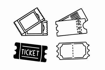 Various tickets line drawing