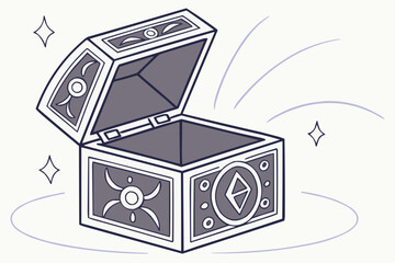 Open treasure chest with gems
