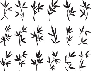 Naklejka premium Black bamboo branches with leaves leaf plant