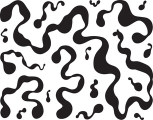 Black organic shapes on white background abstract