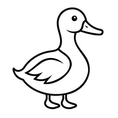 Duck Outline Vector – Minimal Bird Silhouette on White Background