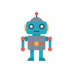 Cute blue robot with red accents and antenna