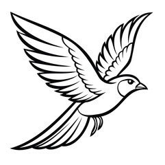 Flying Bird Outline Vector – Minimal Silhouette on White Background