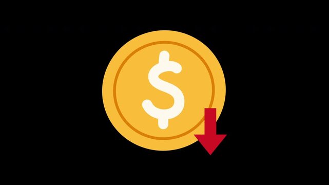 cost reduction icon animation. Dollar down icon. Low price dollar concept