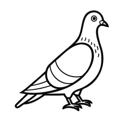 Pigeon Outline Vector – Minimal Bird Silhouette on White Background