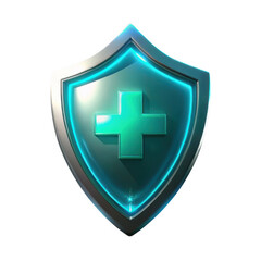 Obraz premium 3d glowing shield with medical cross isolated on transparent background