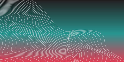 Modern Wavy Line Background with Gradient Teal to Pink – Abstract Minimal Vector Design