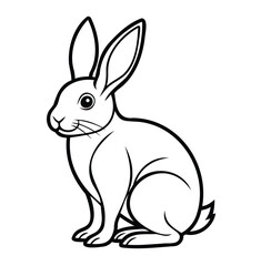 Rabbit Outline Vector – Minimal Bunny Silhouette on White Background