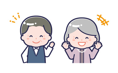 私服のシニア／2人組／男女 02