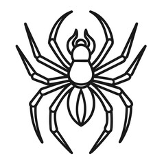 Spider Outline Vector Isolated on White – Minimalist Arachnid Silhouette for Halloween or Nature Themes