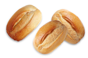 fresh baked bread rolls on transparent background
