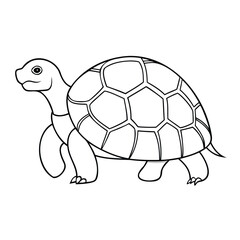 Tortoise Outline Vector Isolated on White Background – Minimalist Animal Silhouette