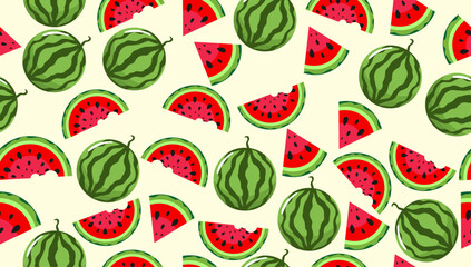 watermelon seamless pattern vector illustration skin slice texture background fruit summer