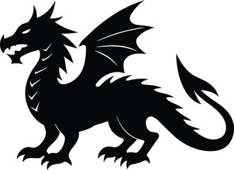 Ice Dragon Silhouette Vector Art Illustration