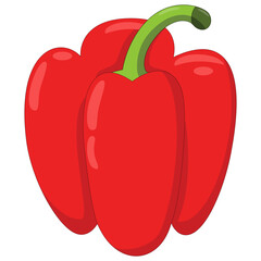 A vibrant red bell pepper illustration, a fresh and crisp sweet capsicum vegetable isolated on a white background