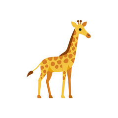 Obraz premium Cute cartoon giraffe with brown spots on a black background
