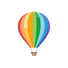Colorful hot air balloon ascending against a black background