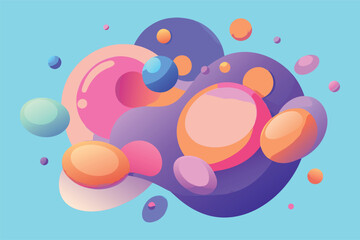 Abstract fluid shapes and spheres in pastel and vibrant colors vector