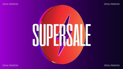 Sale text banner on gradient background with 3D shape. Sale promotion limited deal offer banner for event sales.