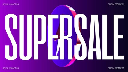 Fototapeta premium Sale text banner on gradient background with 3D shape. Sale promotion limited deal offer banner for event sales.