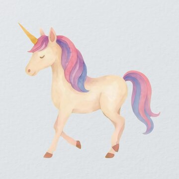 Pastel unicorn with colorful mane animation isolated asset, transparent 4K video, alpha channel, ProRes 4444