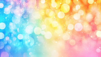 Obraz premium Colorful abstract bokeh vibrant gradient background. Vibrant light and dreamy sparkle fill the scene. Festive atmosphere, soft pastel circles, digital texture, perfect for party or celebration