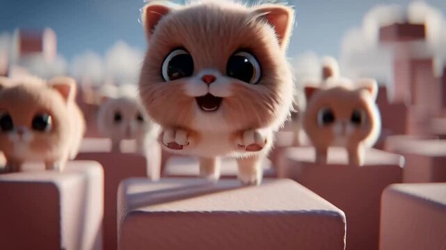 Cute Kittens Exploring a Colorful Landscape During Daylight Hours Generative AI