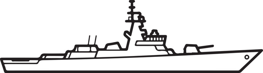 Battle ship silhouette vector art icon illustration