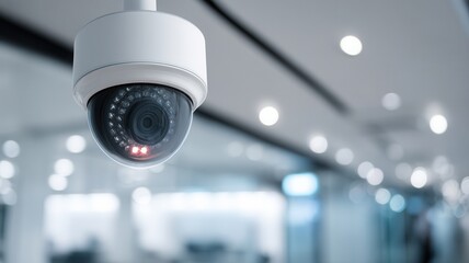 Modern security camera is recording video inside office building for safety and surveillance purposes