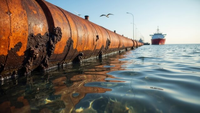 Abandoned Coastal Pipeline Scene