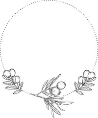 A circular array of flowers and foliage weaves organic rhythm through fine lines and soft curves. Berries, buds, and blossoms offer a delicate blend of balance and botanical artistry