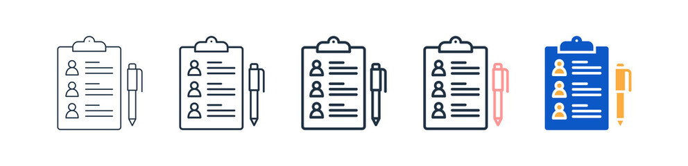 Clipboard different style icons set vector illustration. 