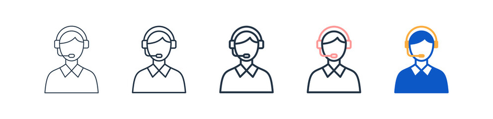 Call Center different style icons set vector illustration. 