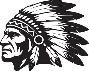 Native american chief headdress silhouette feathers tribal