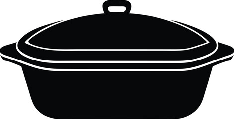 Casserole Dish in Simple Form silhouette vector art illustration