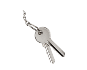 two metal keys isolated on white background