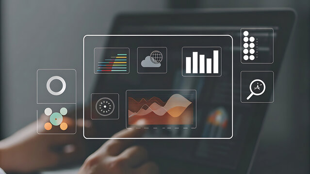 Futuristic interface showing customer data analytics - Powered by Adobe