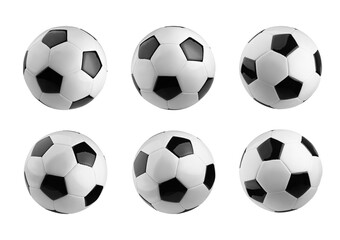 Naklejka premium soccer balls, set of six on white background.
