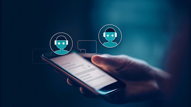 AI Assistant Chatbot Concept Showing Smart Virtual Interaction With Businessman