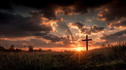 Lamb of god christian cross at sunset religious easter background wallpaper stock photo free download image