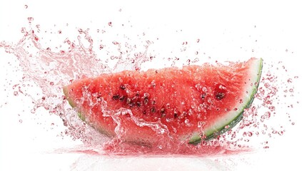 Watermelon slice exploding in a splash of water