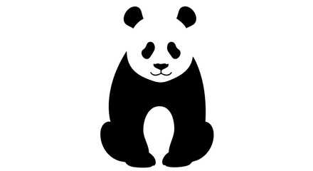 Obraz premium A simplistic black and white panda bear silhouette.