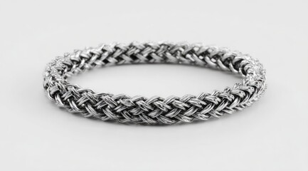 Fototapeta premium Close-up of a braided metal bracelet (1)