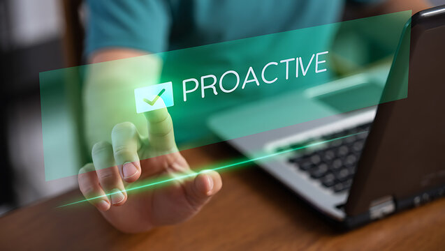 Person touching proactive checkbox on digital screen finger