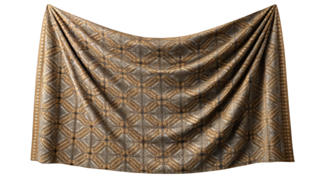 Brown fabric sheet with geometric pattern.